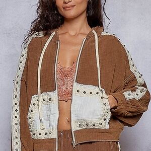 012 🎁 POL The Harbor Double Gauze 2 Jacket In Chocolate